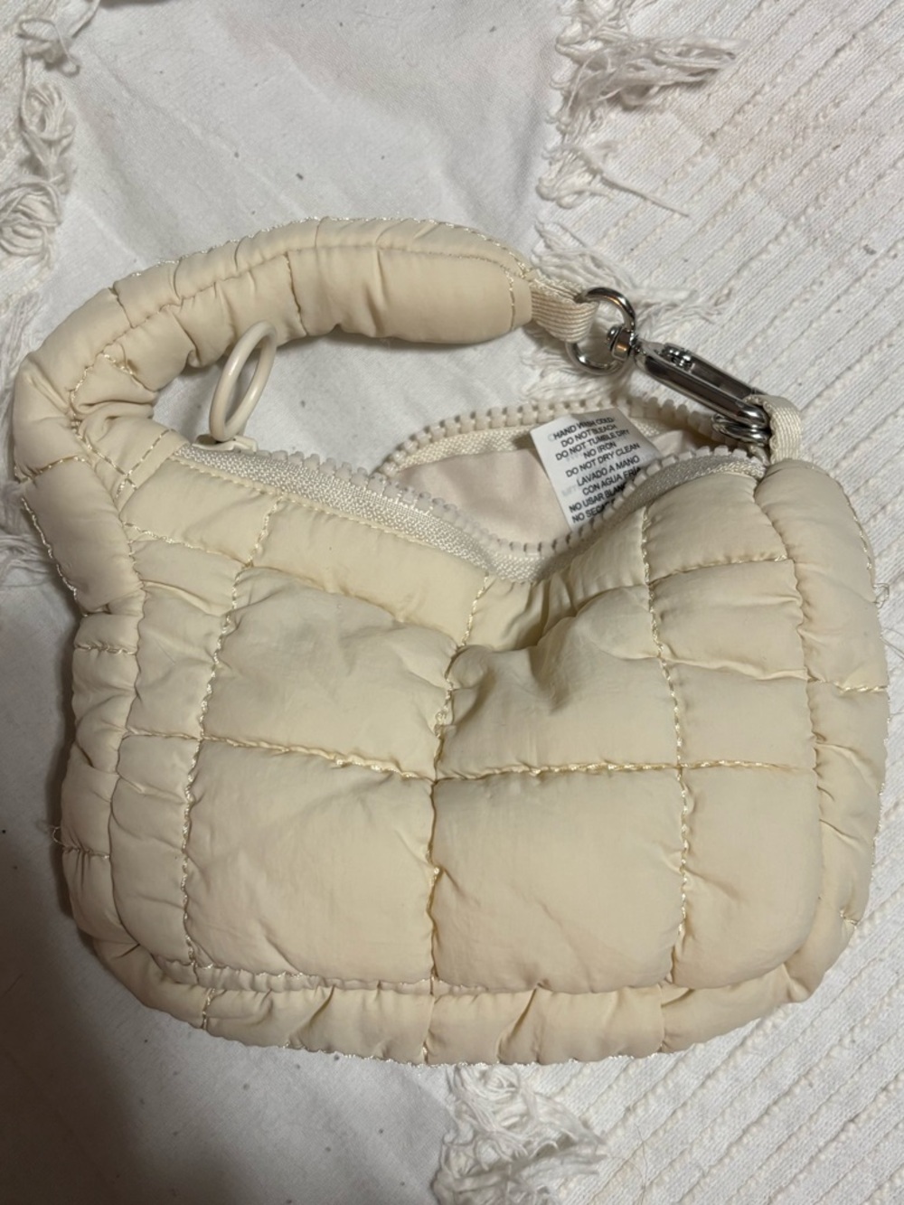 Quilted Puffer Mini Coin Bag in Cream